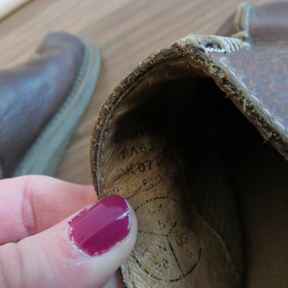 VINTAGE DR. MARTENS Slip On Chunky Wedge Brown Leather Sandals Clogs Y2K Size 6 - Picture 13 of 15